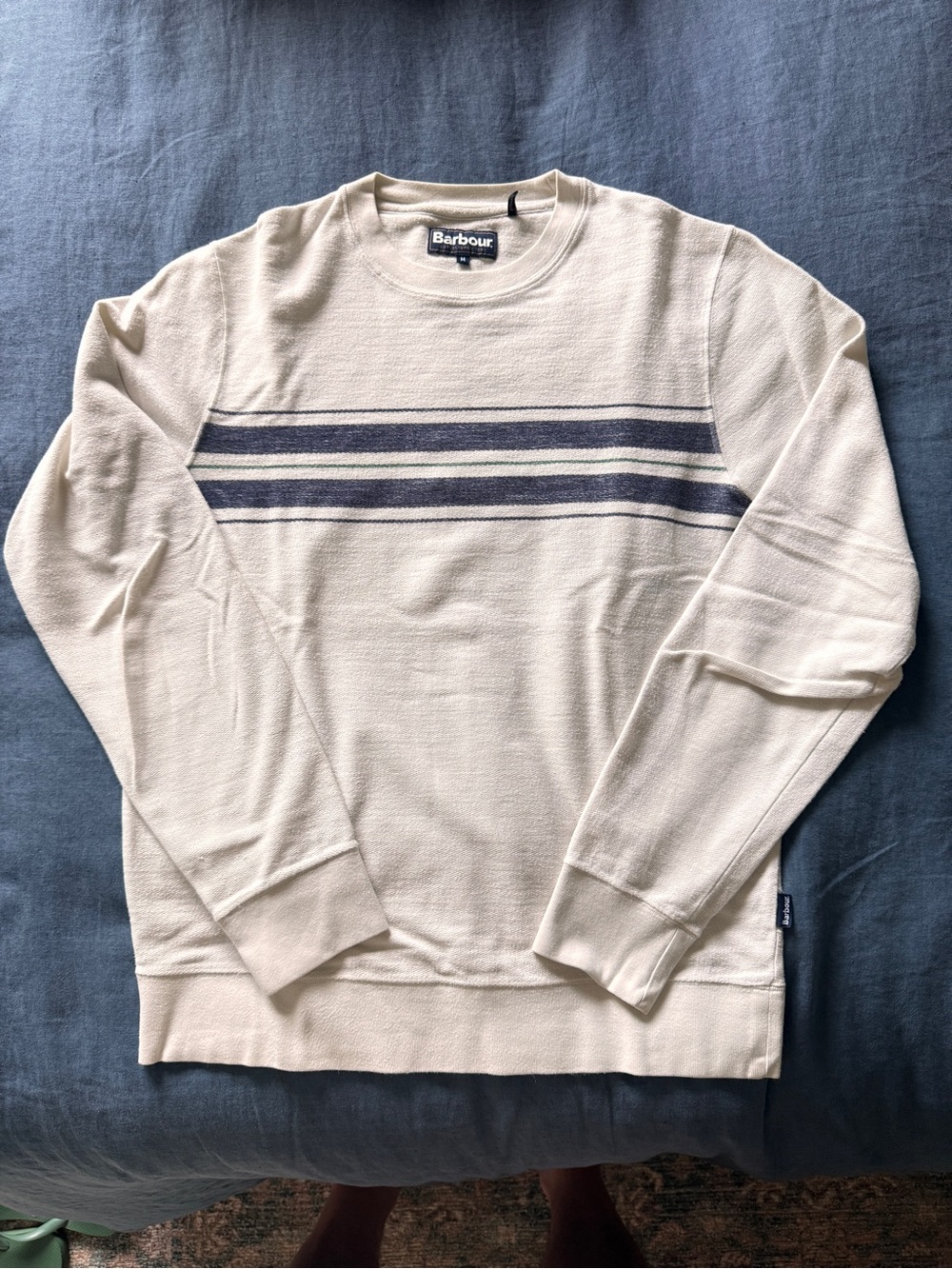 Barbour Cream Striped Crewneck Sweater (M)